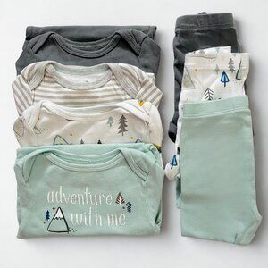 Cloud Island Baby Long Sleeve 4 Bodysuits & 3 Pants, Size 12 Months
